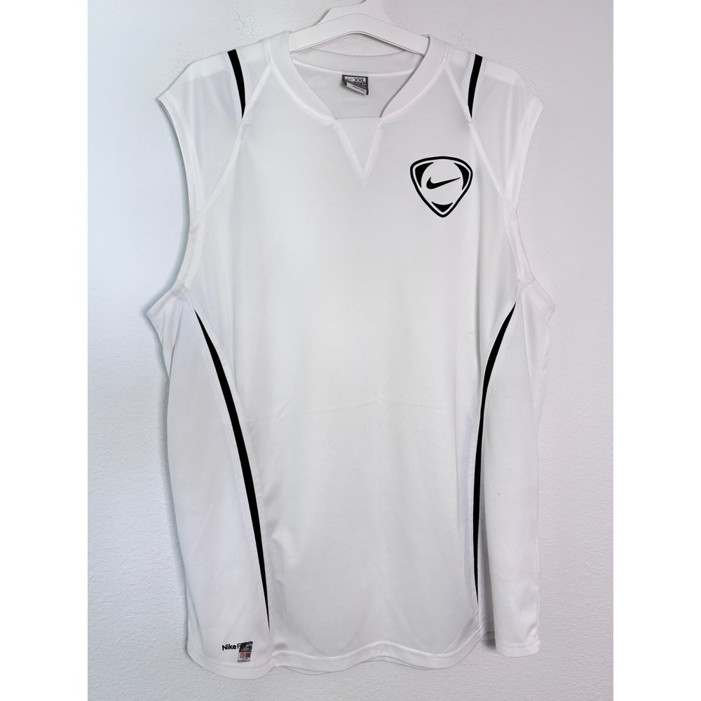Nike Fit Dry Sleeveless Training Shirt Mens XXL White Black Shield Logo Tank